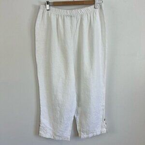 Vintage Eva Tralala Womens Small White 100% Linen Cropped Pants Pantaloons Paris